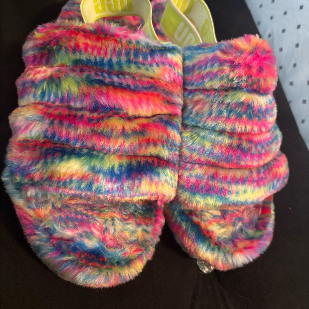 UGG Multicolor Faux Fur Slide Slippers